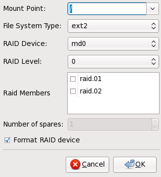 Создание программного устройства RAID