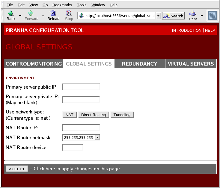 Панель GLOBAL SETTINGS